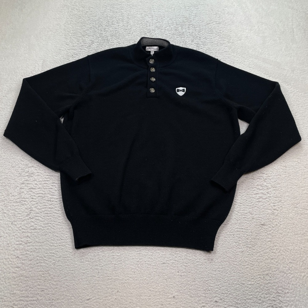 Peter‎ Millar Sweater Men's Size Large Cashmere Blend Button Up Bow Tie Logo